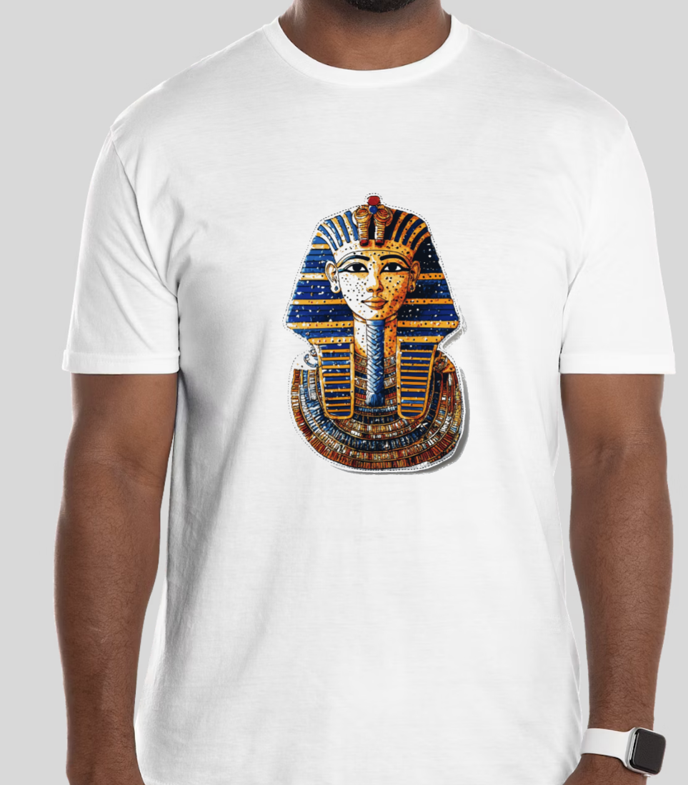 Egyptian Pharaoh Tutankhamun Graphic T-Shirt | Vintage Art Style | Casual Trendy Tee