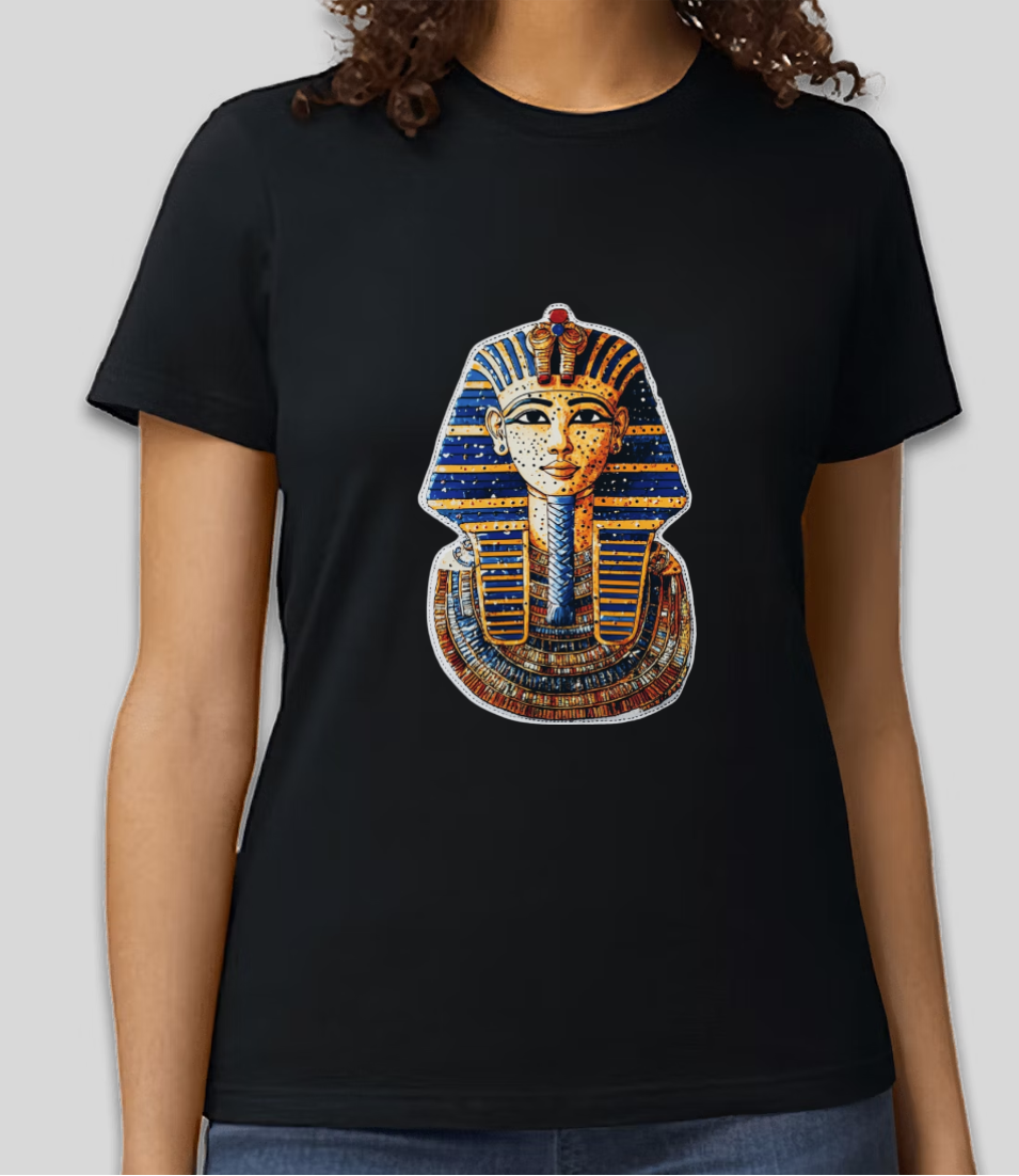 Egyptian Pharaoh Tutankhamun Graphic T-Shirt | Vintage Art Style | Casual Trendy Tee