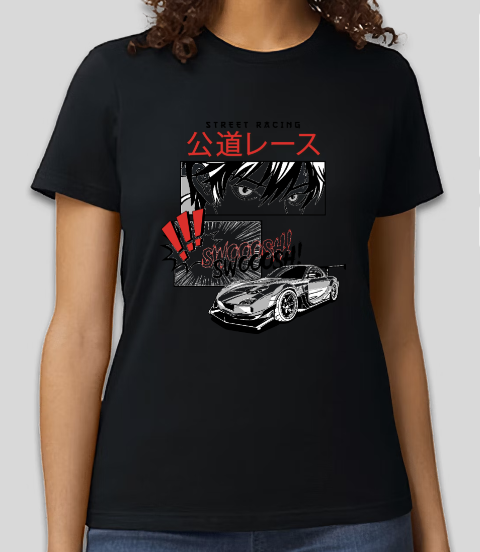 Street Racing Manga-Style T-Shirt | Japanese Aesthetic | Car Enthusiast Tee