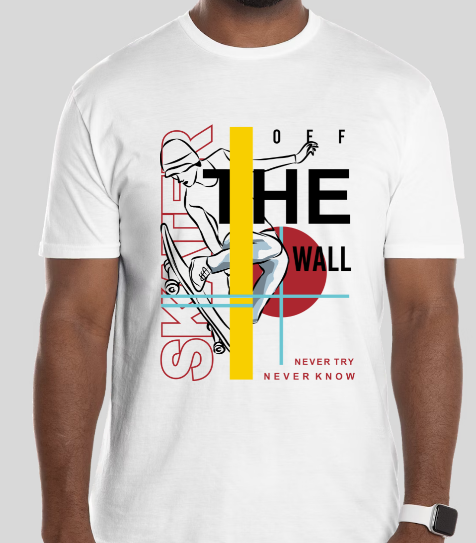 "Off The Wall Skater" Graphic T-Shirt | Urban Skateboarding Streetwear | Unisex Casual Tee