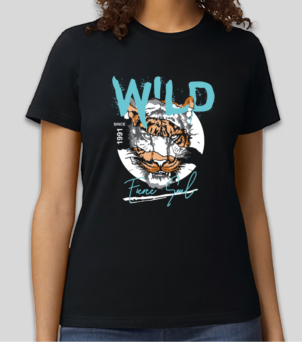 "Wild Fierce Soul" Tiger Graphic T-Shirt | Bold Animal Print | Unisex Urban Streetwear Tee