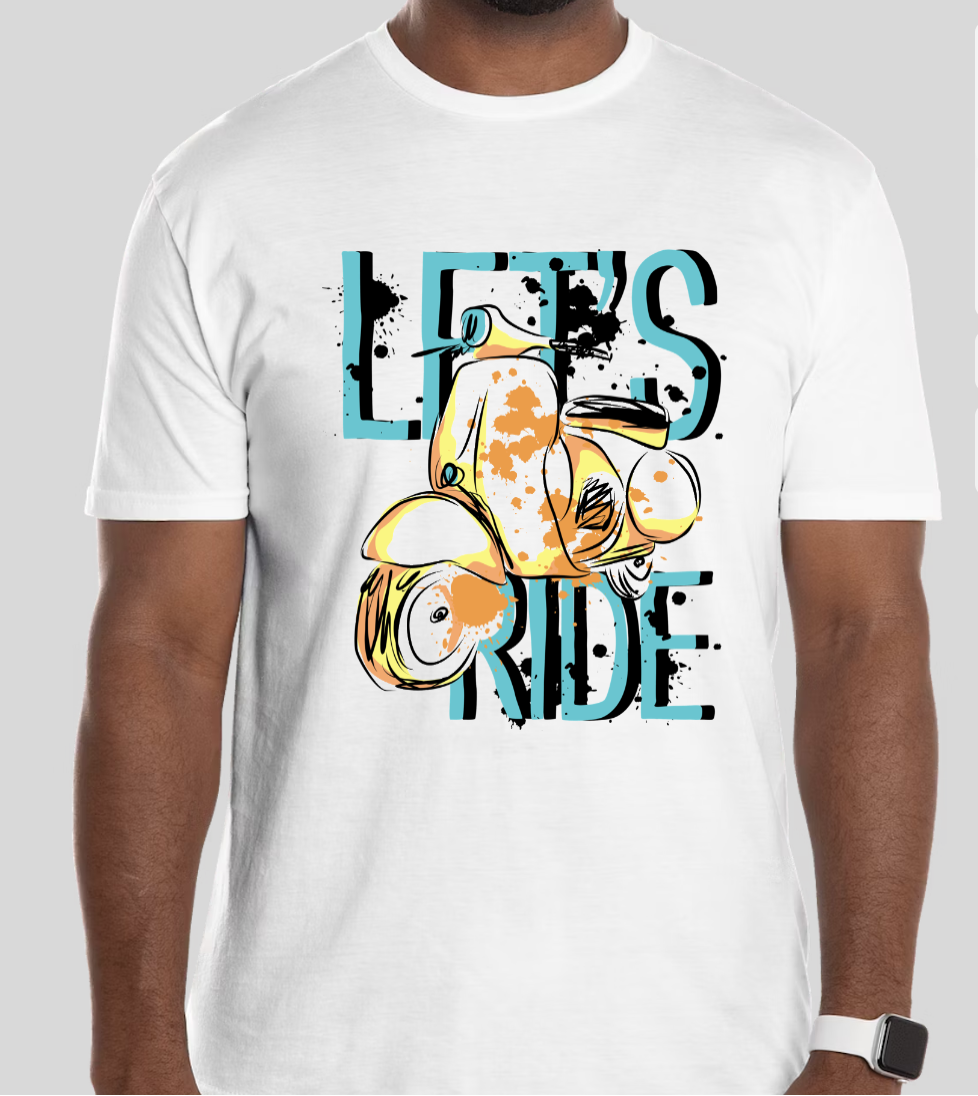 "Let’s Ride" Vintage Scooter Graphic T-Shirt | Retro Motorcycle Streetwear | Unisex Casual Tee