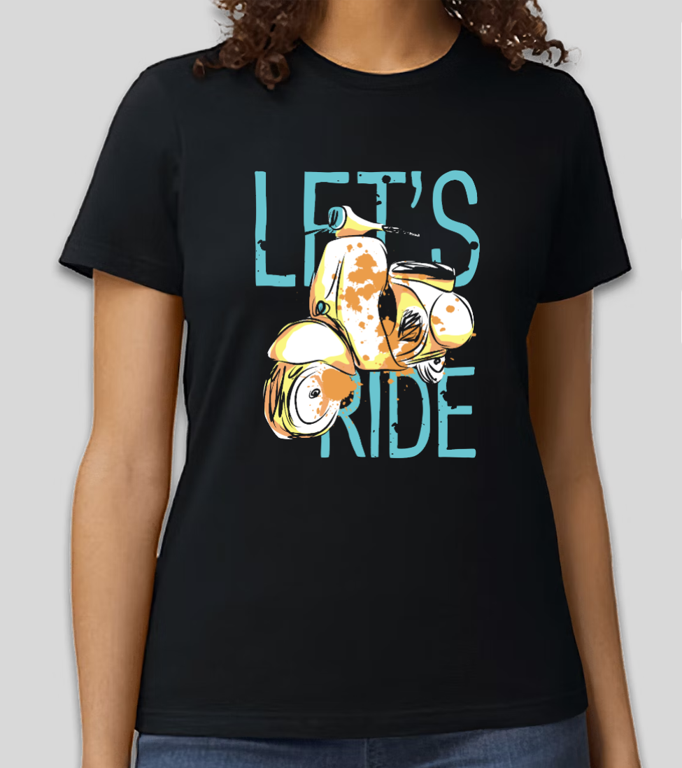 "Let’s Ride" Vintage Scooter Graphic T-Shirt | Retro Motorcycle Streetwear | Unisex Casual Tee