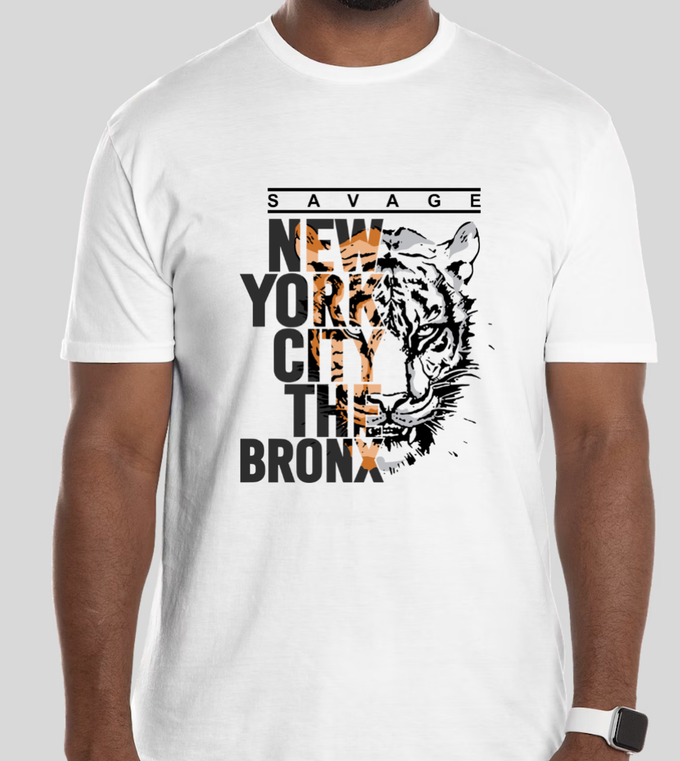 "Savage NYC Bronx" Tiger Graphic T-Shirt | Urban Streetwear | Unisex Casual Tee