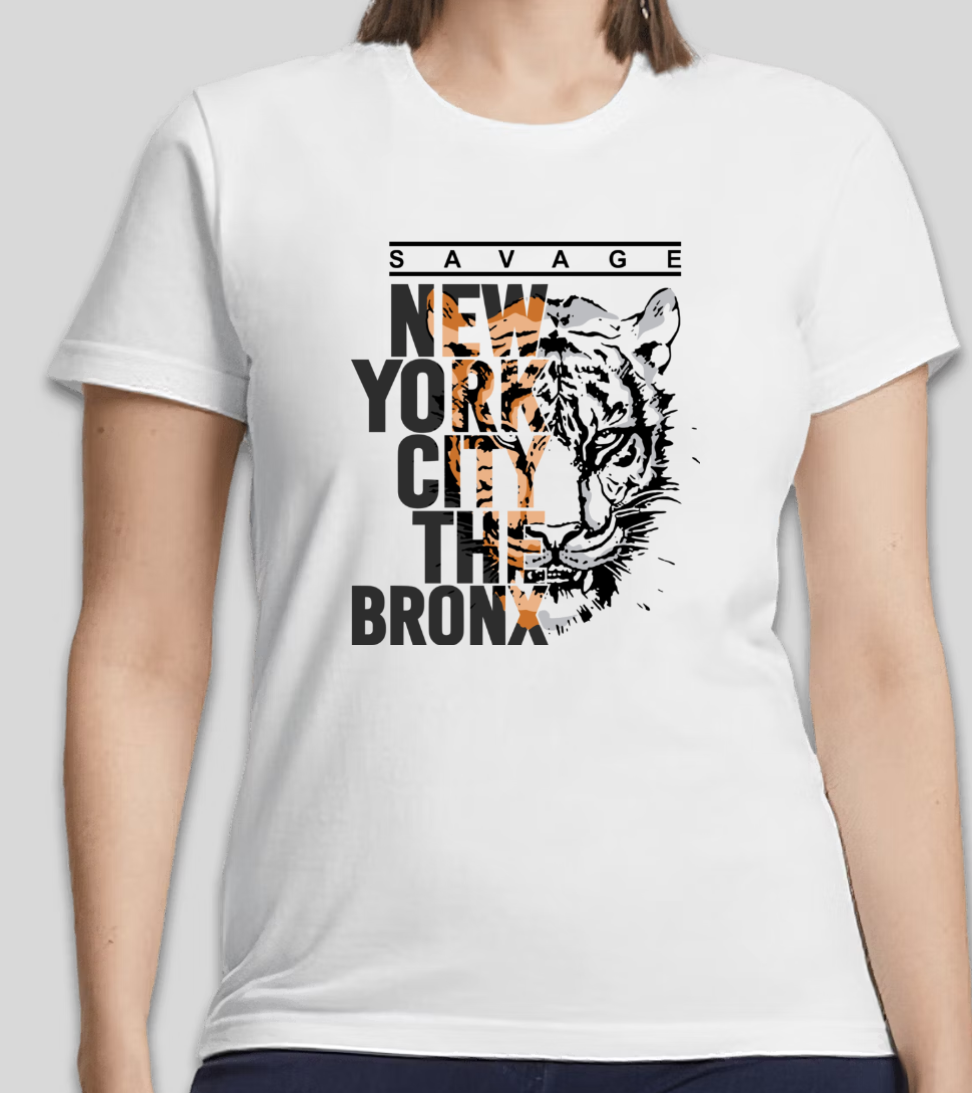 "Savage NYC Bronx" Tiger Graphic T-Shirt | Urban Streetwear | Unisex Casual Tee