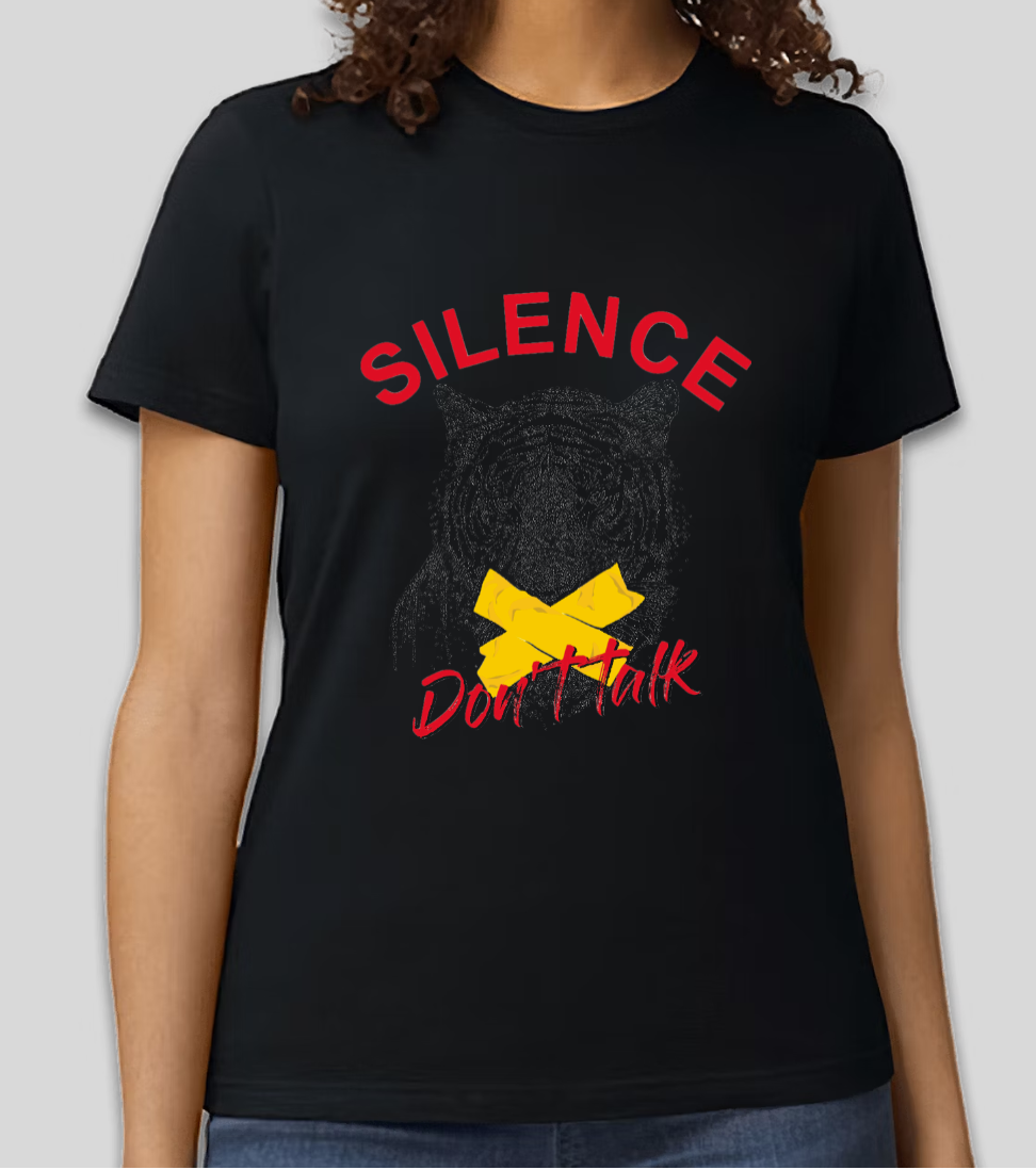 "Silence - Don’t Talk" Tiger Graphic T-Shirt | Bold Statement Streetwear | Unisex Casual Tee