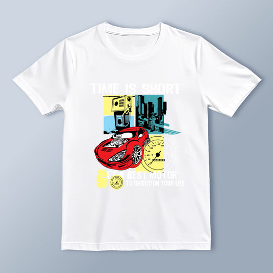 "Time is Short" Racing Car Graphic T-Shirt | Speed Enthusiast Streetwear | Unisex Casual Tee