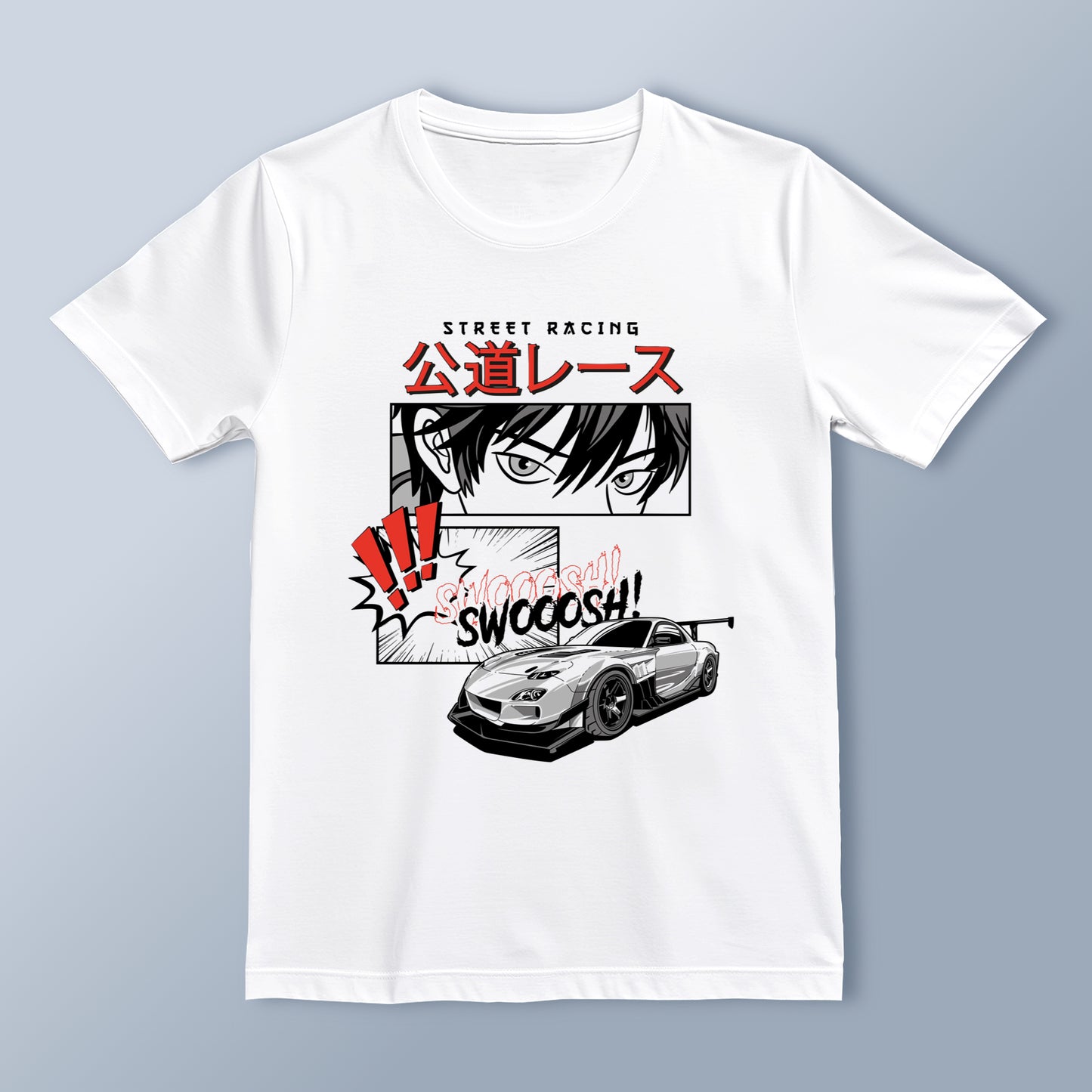 Street Racing Manga-Style T-Shirt | Japanese Aesthetic | Car Enthusiast Tee