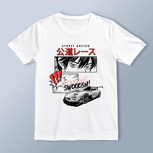 Street Racing Manga-Style T-Shirt | Japanese Aesthetic | Car Enthusiast Tee