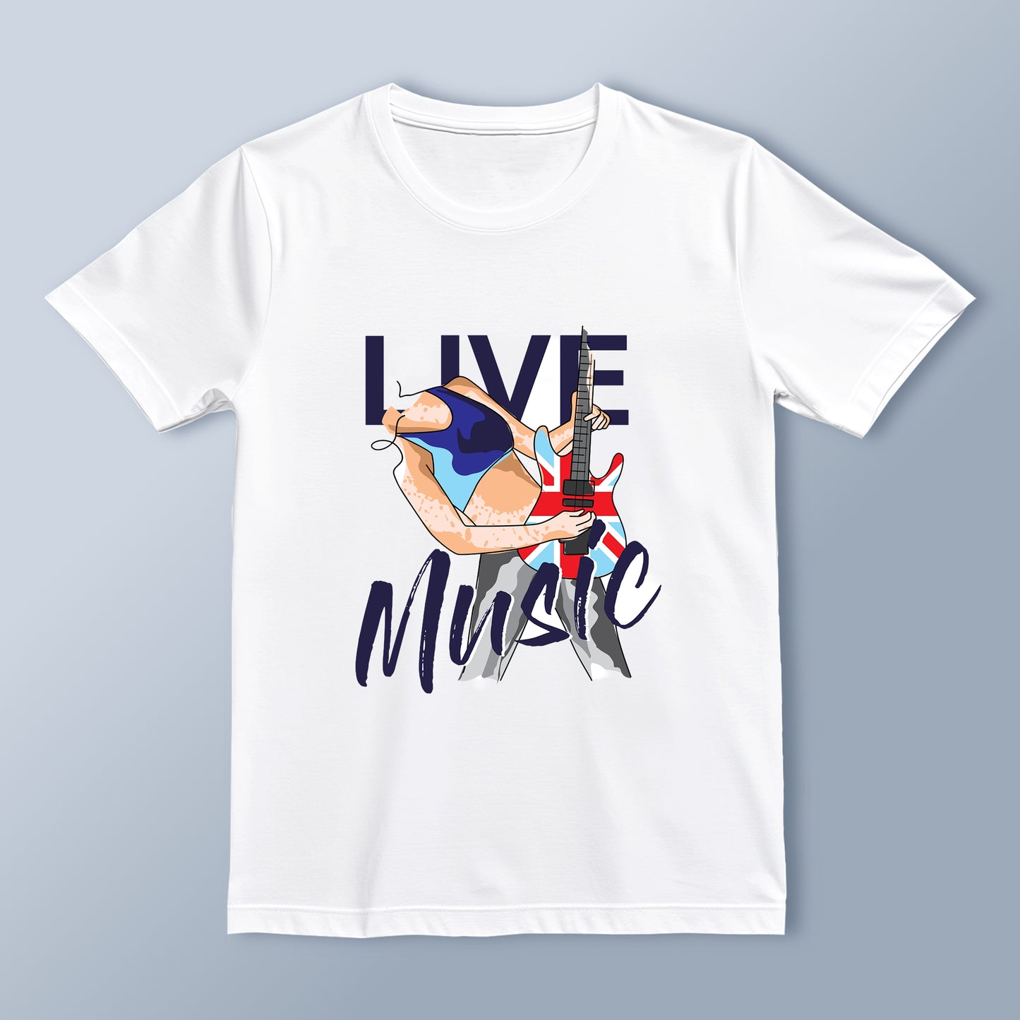 "Live Music" Rock Guitar Graphic T-Shirt | Music Lover Streetwear | Unisex Casual Tee