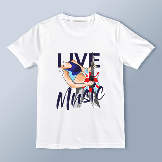 "Live Music" Rock Guitar Graphic T-Shirt | Music Lover Streetwear | Unisex Casual Tee