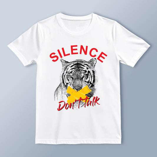 "Silence - Don’t Talk" Tiger Graphic T-Shirt | Bold Statement Streetwear | Unisex Casual Tee