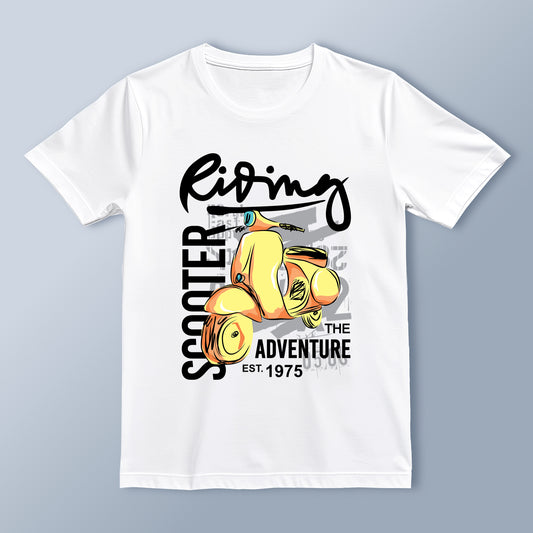"Riding Scooter Adventure" Vintage Graphic T-Shirt | Retro Motorcycle Streetwear | Unisex Casual Tee